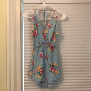 Light blue floral romper